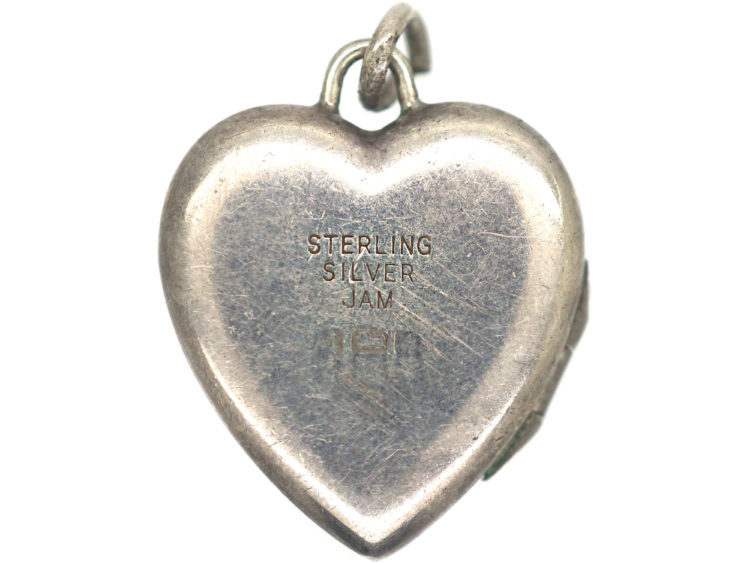 Silver Heart Shaped Locket with Engraved leaf Motif