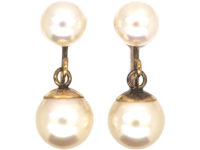 9ct Gold & Cultured Pearl Earrings with Screw Back Fittings