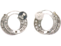 Art Deco Platinum & Diamond Hoop Earrings by Alabaster & Wilson