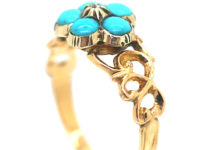 Regency 15ct Gold & Turquoise & Rose Diamond Forget me Not Ring