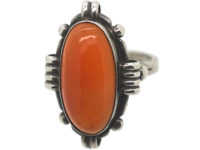 Art Deco Silver & Oval Carnelian Ring