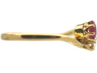 Edwardian 18ct Gold, Pink Sapphire & Diamond Crossover Ring