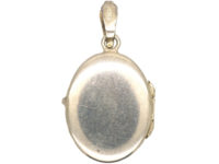 Silver Oval Locket with Leaf Design
