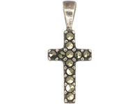 Tiny Silver Marcasite Cross Pendant