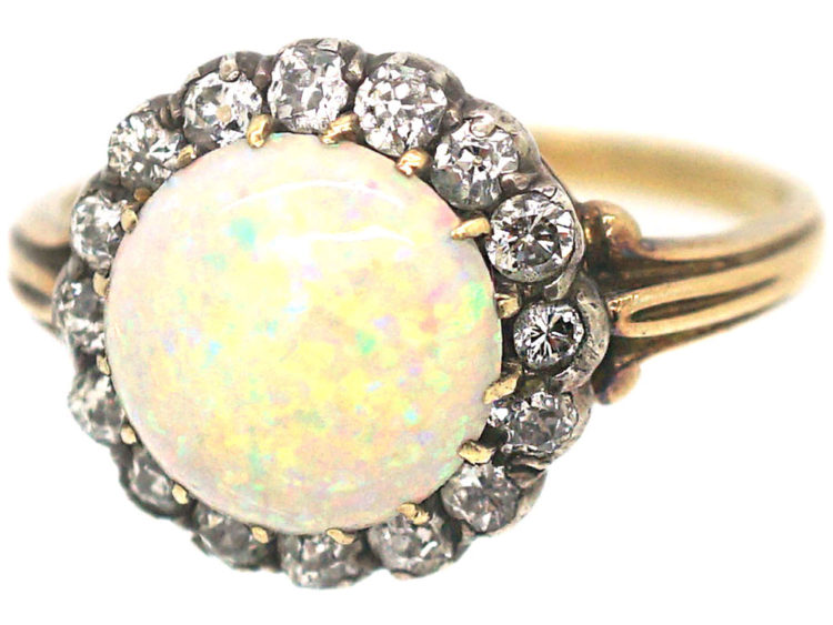 Edwardian 18ct Gold, Opal & Diamond Ring