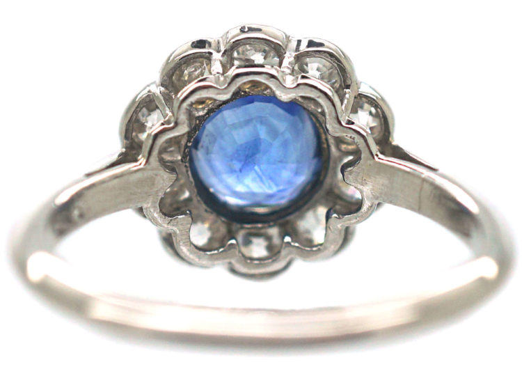 Edwardian Platinum, Sapphire & Diamond Cluster Ring