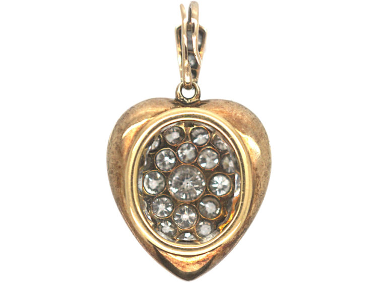 Edwardian Heart Shaped Pendant Pavé Set with Diamonds