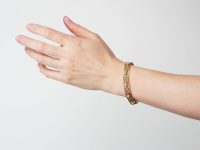 Edwardian 15ct Gold Bracelet set with Turquoise & Natural Split Pearls