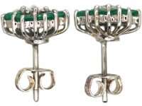 18ct White Gold, Emerald & Diamond Cluster Earrings