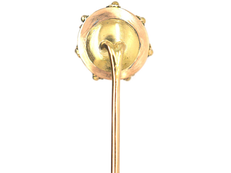 Victorian 15ct Gold Etruscan Style Tie Pin set with a Garnet