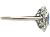 Edwardian Platinum, Sapphire & Diamond Cluster Ring
