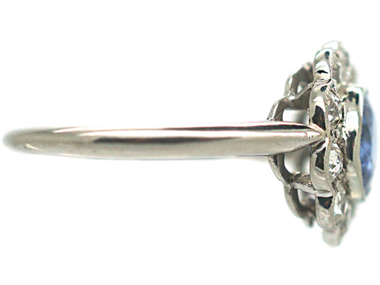 Edwardian Platinum, Sapphire & Diamond Cluster Ring