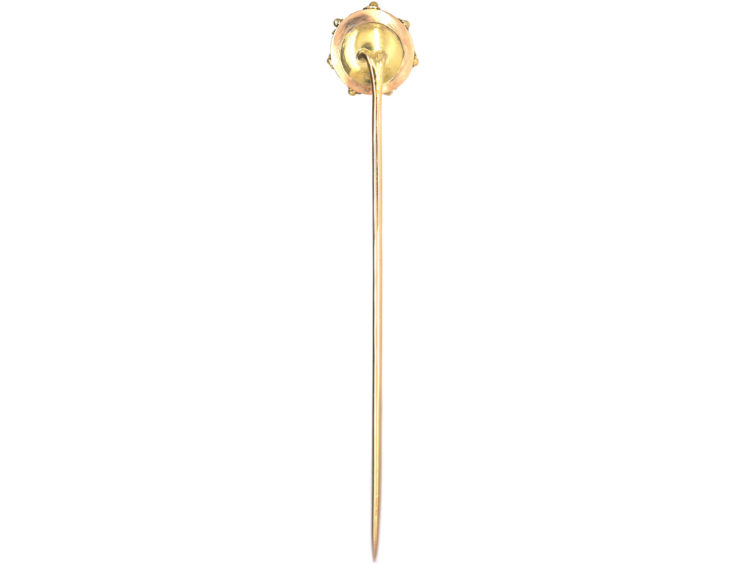 Victorian 15ct Gold Etruscan Style Tie Pin set with a Garnet