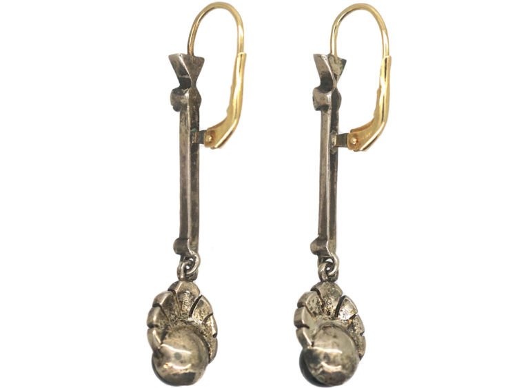 Art Deco Silver, Onyx & Marcasite Drop Earrings