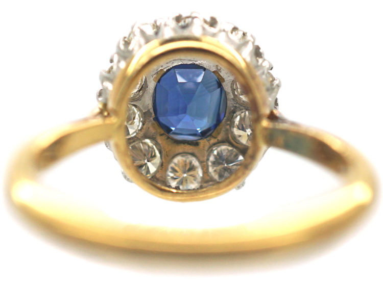 18ct Gold & Platinum, Sapphire & Diamond Cluster Ring