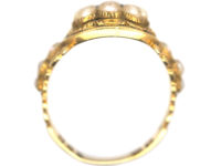 Georgian 18ct Gold Garnet & Natural Split Pearls Ring