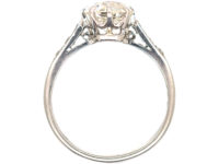 Art Deco Platinum & Diamond Solitaire Ring with Diamond Set Shoulders