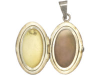 Silver Oval Engraved Locket With Flower & Swirls