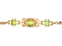 Edwardian 15ct Gold, Peridot & Natural Split Pearl Bracelet