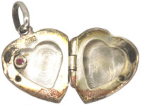 Engraved Silver Heart Locket With Red Paste