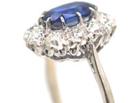 Platinum, Sapphire & Diamond Oval Cluster Ring