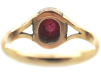 Edwardian 18ct Gold, Ruby & Rose Diamond Cluster Ring