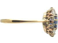 Edwardian 18ct Gold, Rose Cut Sapphire & Diamond Cluster Ring
