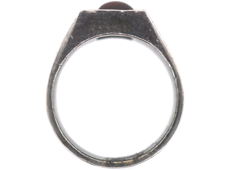 Silver Ring set with a Cabochon Garnet