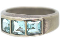 Silver & Light Blue Aquamarine Ring