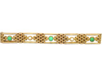 Edwardian 15ct Gold Bracelet set with Turquoise & Natural Split Pearls