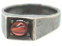 Silver Ring set with a Cabochon Garnet