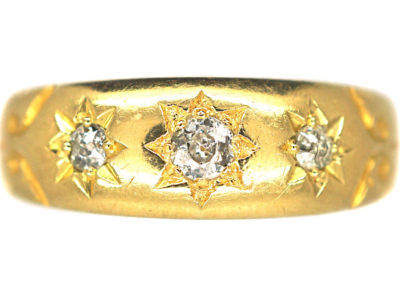 Victorian 18ct Gold & Three Stone Diamond Ring