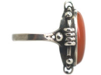 Art Deco Silver & Oval Carnelian Ring