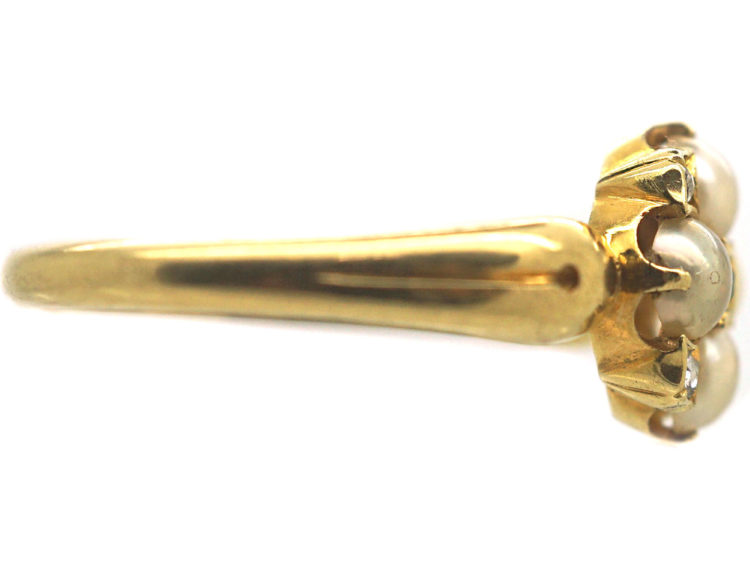 Regency 18ct Gold, Natural Split Pearl, Rose Diamond Ring