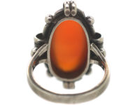 Art Deco Silver & Oval Carnelian Ring