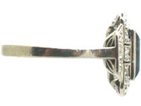 Art Deco Platinum, Sapphire & Diamond Rectangular Ring