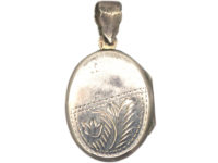 Silver Oval Engraved Locket