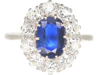 Platinum, Sapphire & Diamond Oval Cluster Ring