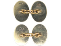 9ct Gold & Blue Enamel Oval Cufflinks