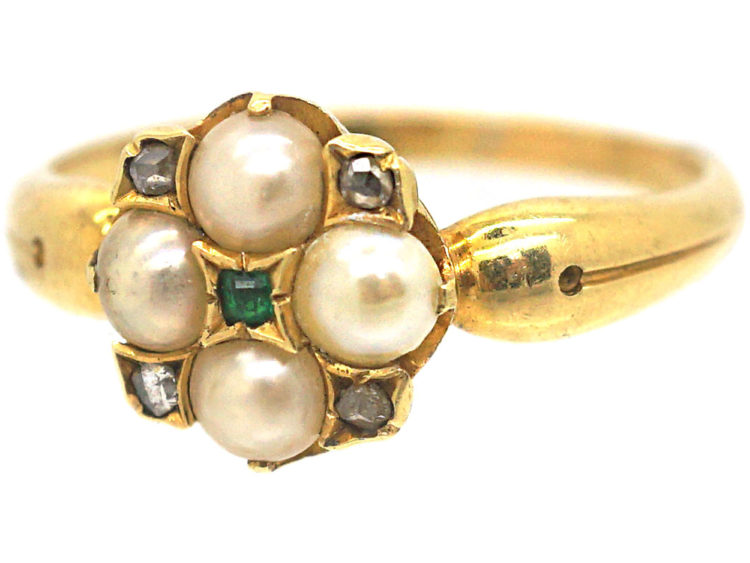 Regency 18ct Gold, Natural Split Pearl, Rose Diamond Ring