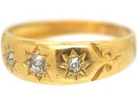 Victorian 18ct Gold & Three Stone Diamond Ring