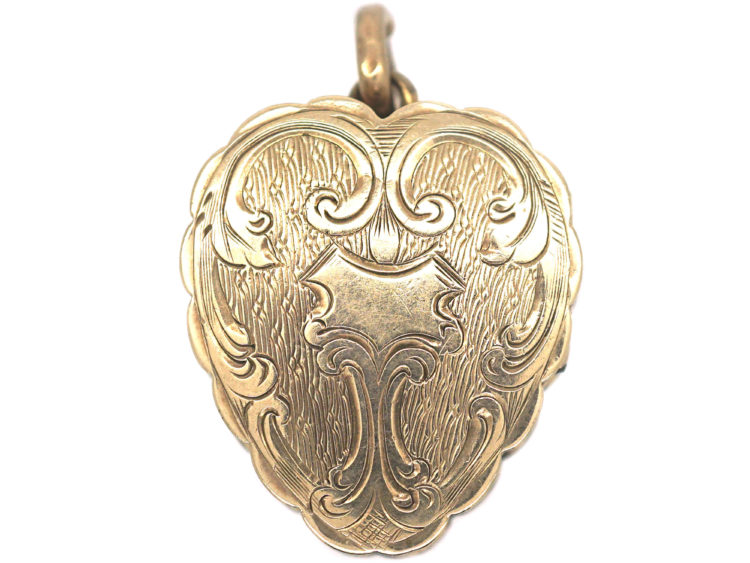Victorian 9ct Gold Back & Front Three Part Heart shaped Locket
