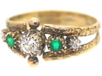 Victorian 18ct Gold Ring set with Emerald & Diamonds
