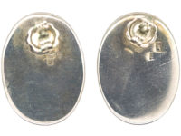Large Polish Silver & Mother of Pearl Oval Shaped Earrings