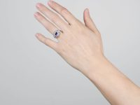 Art Deco Platinum, Ceylon Sapphire & Diamond Cluster Ring