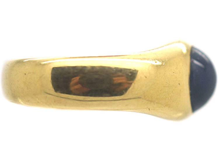 Art Deco 18ct Gold Cabochon Sapphire Rub Over Set Ring