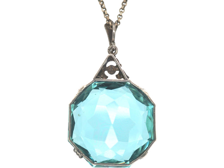 Art Deco Synthetic Colour Change Spinel Pendant on Silver Chain
