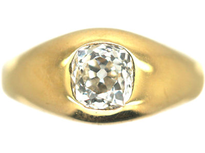 Victorian 18ct Gold & Diamond Rub Over Set Ring