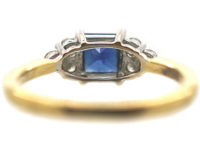 18ct Gold Princess Cut Sapphire & Diamond Ring