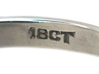 Art Deco 18ct White Gold Zircon & Diamond Rectangular Ring